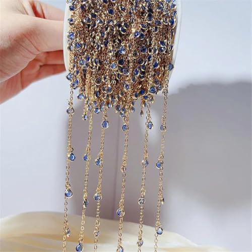 OXOLAMRIN Bunte Kettenglied-Rollen, Handarbeit Farbe Kette ， 1 Meter Imitation Strass Kristall Kupfer Ketten Damen Halskette Armband DIY Schmuckherstellung(9)