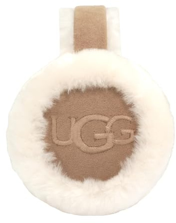 UGG Wasserabweisende Ohrenschützer aus Schaffell für Damen mit gesticktem Logo, Sand, Einheitsgröße