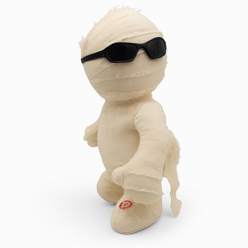 MIJOMA Halloweenfigur Plüsch mit Bewegung Licht & Sound, Dekofigur für Halloween Party & Zuhause, Gruselige Stofffigur, Batteriebetrieben, ca. 30 cm (Mumie)