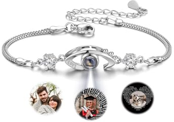 Zysta Projektion Armband Foto Personalisiert Armband mit Bild im Stein Auge Armkette Geschenk für Damen Frauen
