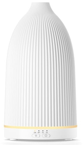 SALKING Difusor Aceites Esenciales 100ml, Humidificador Aceites Esenciales Ultrasónico 8 LED, Difusor de Aromas Sin BPA, para Hogar y Oficina, Blanco