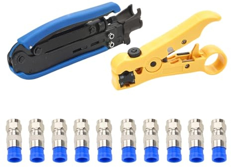 Snorvixre Pince à sertir multifonction pour câble coaxial et pince à dénuder pour un traitement efficace des fils - Plastique - Construction métallique - Câble coaxial F - Pince à sertir