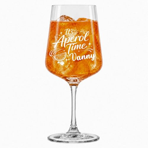 Aperol Spritz Glas mit Name - Personalisiertes Weinglas mit Gravur | Aperol Glas mit Wunschname | Geschenk Freundin Geburtstag Muttertag | Lasergravur (Aperol Time)