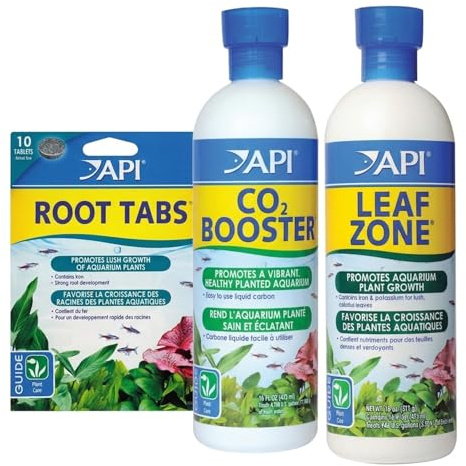 API Aquarium Plant Care Bundle Root Tabs + CO2 Booster 473ml Fertilizer Set