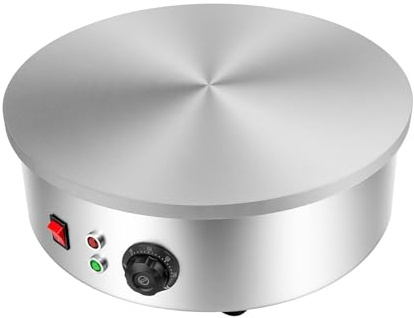 Crepiera elettrica da 45 cm, piastra antiaderente per crêpes, 3 kW, per crepes, pancake, crepes, pancake, temperatura di lavoro 50-300 °C, con spatola per crepes, pancake, tortillas, wrap