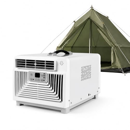 KPOUYYDS 3400 BTU Portable Camping Air Conditioner, 4-in-1 Quiet Small AC Unit with 300W Low Power, Windowless AC for Tent, RV, Truck, Van, Car, Garage, Indoor & Outdoor Use