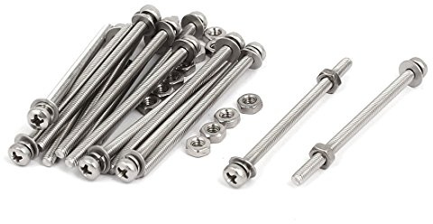sourcing map M3 x 50mm 304 Stainless Steel Kreuzschlitz Pan Head Screws Nuts w Washers 15 Sets DE de | 304 Stainless Steel