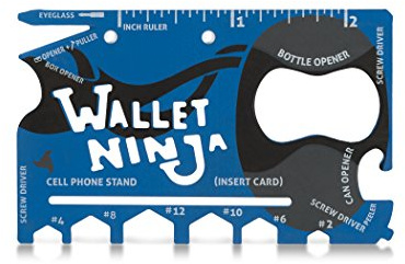 Wallet Ninja Herramienta multiusos 18 en 1, tamaño de tarjeta de crédito, multiherramienta para bolsillo (acabado suave al tacto en rojo mate)