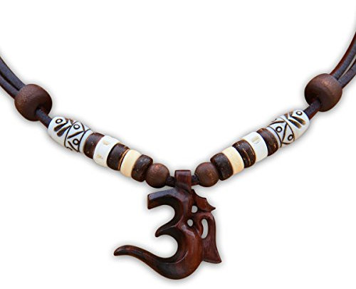 HANA LIMA Omkette Halskette Herren Damen Om Shiva Buddha Indien Lederkette Surferhalskette Surferkette