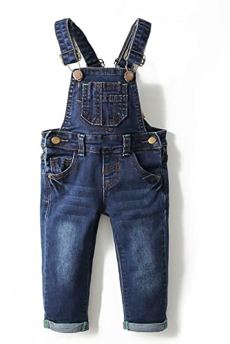 KIDSCOOL SPACE Salopette di Jeans da Ragazzo e Ragazza,Maglione di Jeans Slim Carino da Bambino,Blu,2-3 Anni
