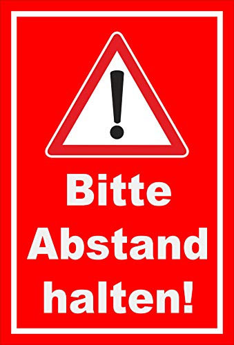 Melis-Folienwerkstatt Schild Bitte Abstand halten - 30x20cm - Bohrlöcher - 3mm Hartschaum – 20 VAR S00100-012-D