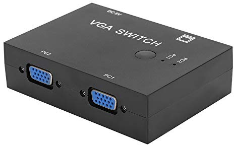 Divisor VGA, 1080P 2 en 1 salida Adaptador de audio y video del conmutador VGA de doble puerto para TV, monitor, computadora