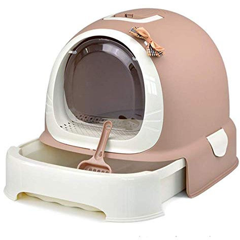 Qazxsw Cat Litter Box Leicht zu reinigen Cat Litter Pot Vollständig geschlossener Pet Tray Toilettentrainer mit Cat Shovel Drawer Splash Design Geeignet für alle Katzen