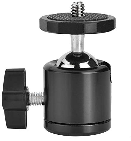 PUSOKEI 360 Swivel Ball Head with 1/4 Screw Rotatable Aluminum Tripod Head for Digital Camera/Compact DSLR/Cell Phone, can Install 90% Micro Projectors on the Market.(Black)