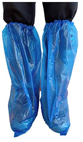 Cubiertas para zapatos desechables - Paquete de 100 (50 pares) y botas para alfombras interiores Protección del piso A prueba de polvo Exterior Impermeable Antideslizante Durable PE/polietileno