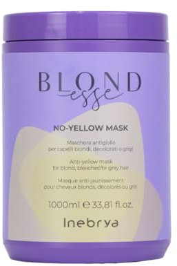 Inebrya | Blondesse - No Yellow Maschera antigiallo tonalizzante, idratante, illuminante, per capelli biondi, decolorati o grigi - 1000 ML