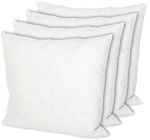 MSS e.K. 4er Set Federkissen | Größe: 35 cm x 35 cm | Füllgewicht: je 300 Gramm | 100% Baumwolle | kein Lebendrupf | Kissenfüllung | NOMITE Zertifiziert - milbenfrei | schadstoffgeprüft