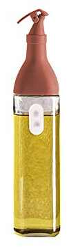QINGGANGLING999 Oil and Vinegar Bottle 16.9 Oz Creative Oil and Vinegar Dispenser Square Glass Oil Bottle Large Diameter Easy to Fill Household Seasoning Bottle Oiler Cruet Set (Color : Red)