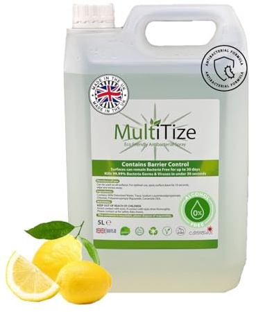 MultiTize Eco, Multi Purpose, Multi Surface Antibacterial Cleaner, Surface Cleaner, 5 Litres, Kills 99.99% Bacteria in under 30 Seconds, Contains Barrier Control. (5 Litres)