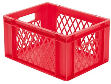 LA-KA-PE der ROLLENDE SHOP - Euro-Stapelbehälter 400x300x210 mm durchbrochen rot