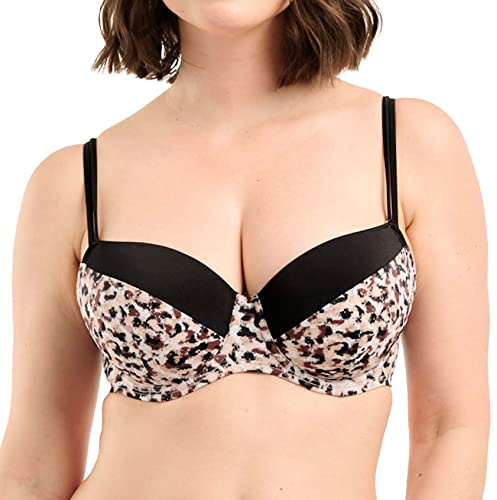SANS COMPLEXE Sunset Stay_78HAI78 Haut de Maillot de Bain, Soutien Gorge Coques avec Armatures, Imprime Animal Noir Sable, 85E Femme