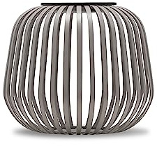LUUK LIFESTYLE Small LED Solar lamp in Minimalist cage Design, Outdoor Table lamp with Light Effects, Fast Charging, Wireless, Elegant Camping lamp, Decoration for Balcony, Garden, Gift idea, Grey