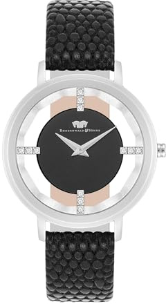 Rhodenwald & Söhne Lucrezia Damenuhr Edelstahl 3 ATM verziert mit Kristallen Echtlederarmband geprägt - Fashion-Uhr Frauen Skeletonoptik