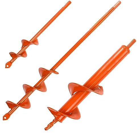 Auger Drill Bit for Planting Set of 3, (1.6x8.6, 3x12, 2x14.5) for 3/8 Hex Drive Drill, Easy Planter Garden Auger, for Post Hole Digger Bulb Bedding Digging Plant Rapid Planter