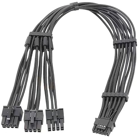 YIMIKEDAYA 12VHPWR - Cable de alimentación PCI-e 5.0 de 16 pines (12 + 4) a 3 conectores de 8 pines, 600 W, ATX3.0, compatible con tarjeta gráfica Corsair GPU 3090Ti 4070Ti 4080 4090 (Type-M)
