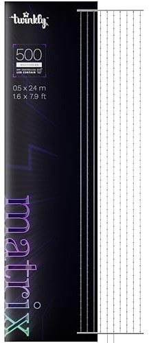 Twinkly Matrix 500 LED RGB, LED-Vorhang mit hoher Dichte, Smarte Mehfarbige RGB Gaming-Lichter, Kompatibel mit Razer Chroma, Omen, Alexa, Google Home, App-Steuerung, Transparentes Kabel, 0.5m x 2.4m