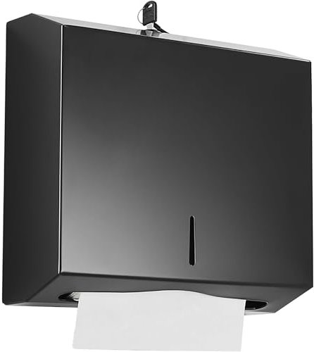 NICEME Papierhandtuchspender, Edelstahl Handtuchspender abschließbar, Falttuchspender Papiertuchspender Z-Falz