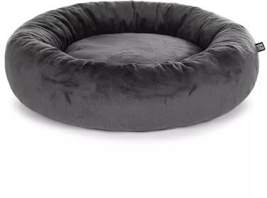 Mypado Katzenbett Shiwa mit Plüschbezug waschbar Katzen Bettchen Plüsch Katzenkissen Anthrazit