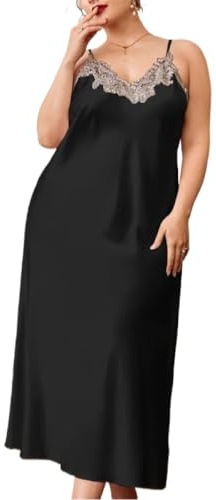 Camicia da Notte Donna - Indumenti da Notte Sexy da Donna in Raso di Seta Senza Maniche Camicie da Notte Estive con Scollo A V Bretella Sottile Lunga Camicia da Notte in Seta Imitazione, Stile B, 5XL