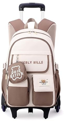Yumenam Schulrucksack Trolley für Mädchen Rucksack mit Rollen Schulranzen Mädchen Teenager Jugendliche Daypacks Kinder Schultasche Outdoor Camping Groß Schulranzen Wasserdichter Lässige Daypack