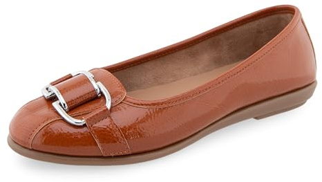 Aerosoles Women's Bentley Ballet Flat, TAN Patent Crinkled Faux Leather, 8M