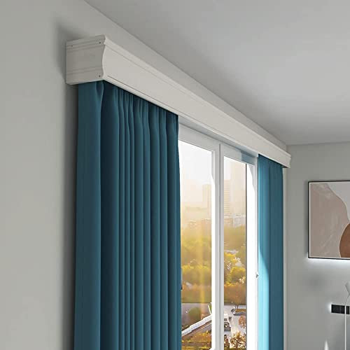 Doppelläufige Gardinenstangen-Set mit Querbehang, Wandmontage, für Wohnzimmer und Schlafzimmer, individuelle Länge (150 cm, Elfenbeinweiß)