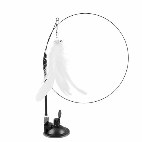 Katzenstab-Spielzeug – Kraftvoller Katzen-Federstab mit Saugnapf | Interaktives Katzenspielzeug mit Federn und Glöckchen für Hauskatzen zum Spielen von Verfolgungsjagden, abnehmbares Kätzchenspielzeug