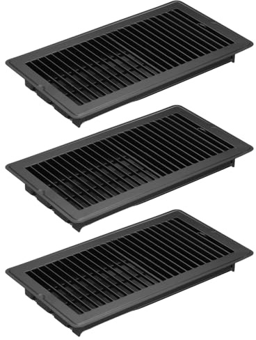 PATIKIL 12 X 6 Pulgadas Rejilla de Suelo, 3 Piezas Cubierta de Ventilación de Aire Resistente de Acero Ajustable Decorativa Rejillas de Suelo Fáciles de Ajustar, Negro
