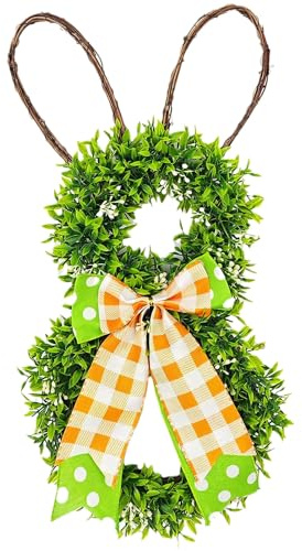 Türkranz Ostern Deko, Osterkranz mit Hasenohren, 50cm, Blumenkranz Türdeko, Osterdeko zum Aufhängen, Bastelkranz Dekokranz, Deko Kranz für Frühling Haustür Wand