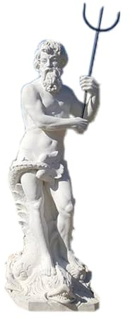 Fanuli manufatti - Statua di Nettuno in Cemento, 185 cm, Decorazione da Giardino con Forca in Ferro, Artigianale Made in Italy