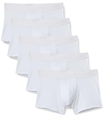 Amazon Essentials Boxer in Jersey di Cotone, Biancheria Intima Uomo, Pacco da 5, Bianco, XL