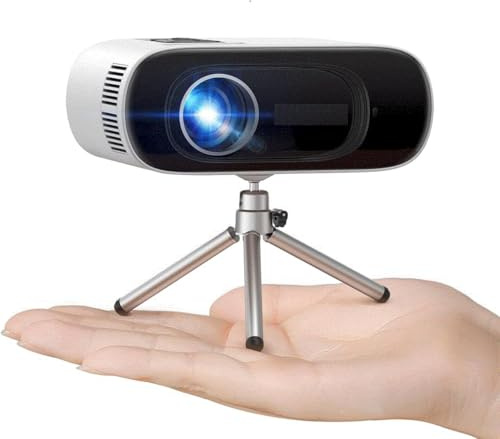 Miniproyector Full HD Compatible con 1080P, 16000 lúmenes, corrección automática de distorsión Trapezoidal, WiFi, Bluetooth, proyector de vídeo portátil para Cine en casa
