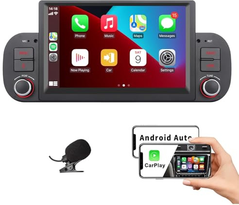 HLLECARMO Autoradio per Fiat Panda 2013-2020 7-Inch Wireless CarPlay & Android Auto，Bluetooth 5.0, Mirror Link, Touchscreen | RDS AM/FM, USB, DSP ad alta potenza, Subw EQ, SWC