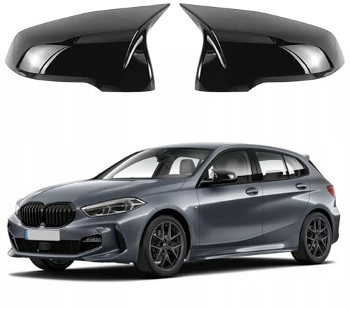 Spiegelabdeckungen Ersatz für BMW 1er F40 F53/2er F44/X1 F48 F49/X2 F39 | 1 Paar Links und Recht, Auto Spiegelkappen Außenspiegelkappe, glänzend Schwarz, Rückspiegel Abdeckung