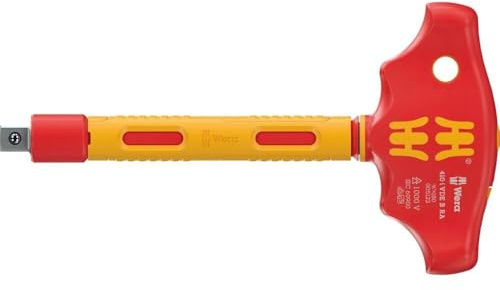 Wera 05005122001 410 i VDE B RA VDE-isolierter Quergriff-Adapterschraubendreher mit Ratschenfunktion für 3/8 Steckschlüsseleinsätze, 3/8 x 130 mm