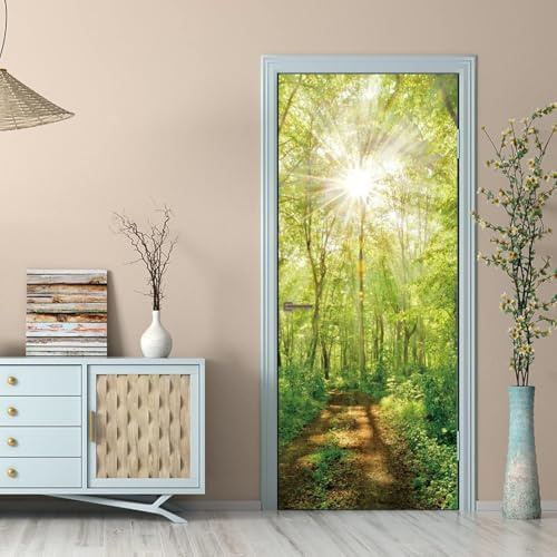 Türtapete Selbstklebend 100x200 cm Naturlandschaft Wald Türaufkleber 3D entfernbar für schlafzimmer wohnzimmer badezimmer dekoration - türposter wasserdicht