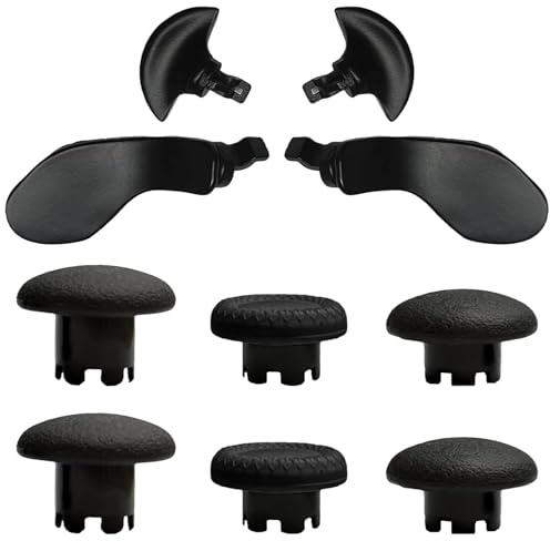 10-in-1 Metal Thumbsticks Accessories for PS5 Dualsense Edge Controller,4 Metallic Back Paddles Triggers Buttons Repair Parts with 6 Analog Joysticks for PS5 Dualsense Edge(Black)