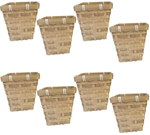 Docache 8 Stücke Mini-Körbe für Süßigkeiten und Sukkulenten Blumentopf Kaktus Topf Pflanzkorb Obstkorb Dekorationen Rattan Korb Geflochtener Blumenkorb (Quadratisch)