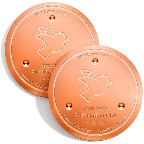 Mellbree Bird Bath Copper Disk Pure Copper Disc Birdbath Cleaner 2PCS | Keep Water Physical Safe Clean Water All-Season | 99.99% Pure Copper | 0.6mm Coin | Outdoor Bird bath Fountains & Bowls