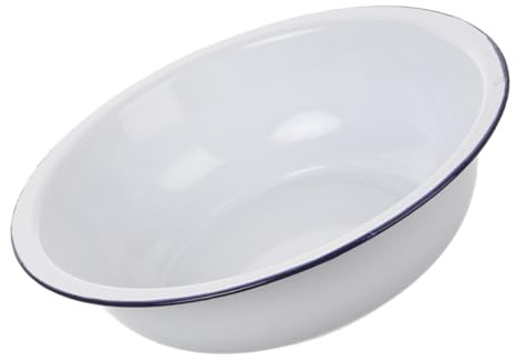 TOPPERFUN Vintage Emaille Schüssel Rundes 28cm Metall Becken Leicht zu Reinigen Hitzebeständig für Küche Gemüsewaschen und Gesichtswäsche